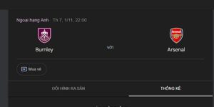 Thông tin về phong độ gần đây của Burnley vs Arsenal